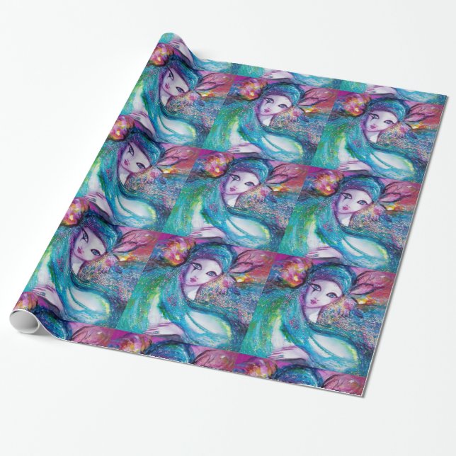 MASK IN BLUE / Venetian Masquerade Masks Wrapping Paper (Unrolled)
