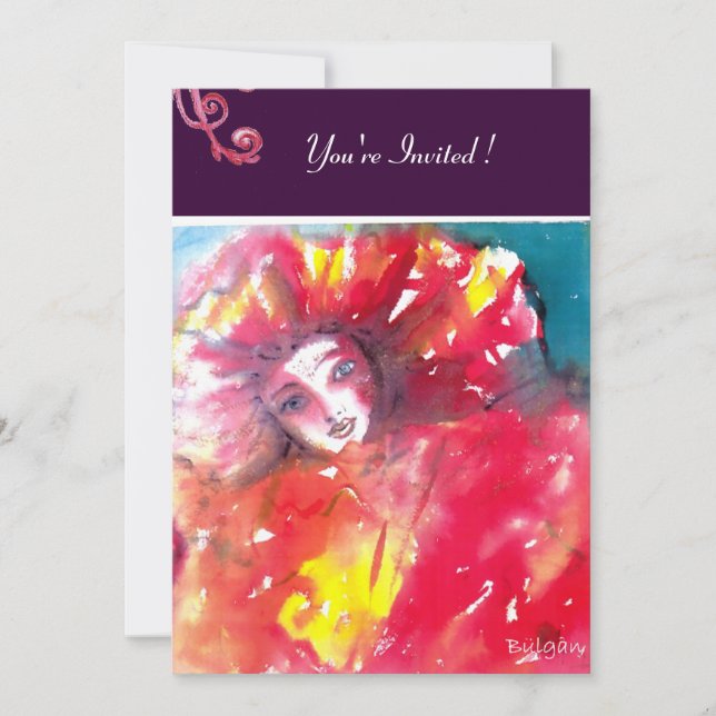 MASK IN RED 2 / MARDI GRAS MASQUERADE PARTY INVITATION (Front)