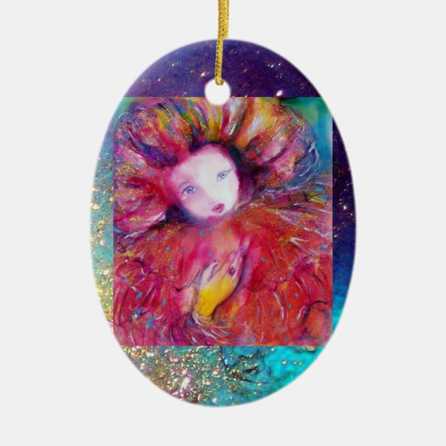 MASK IN RED, Monogram Ceramic Ornament (Front)