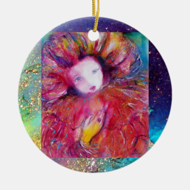 MASK IN RED, Monogram Ceramic Ornament (Front)