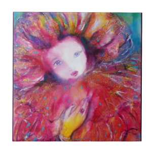MASK IN RED / Venetian Masquerade Ball, Fuchsia Tile