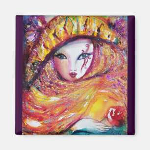 MASK IN YELLOW  / Venetian Masquerade Magnet