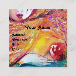 MASK IN YELLOW WITH RED ROSE Beauty Makeup Artist Square Business Card