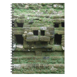 Mask of Maya Jaguar Temple Lamanai Belize Notebook