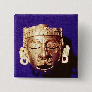Mask of the god Xipe Totec 2 Inch Square Button