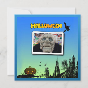 Mask Old Man, Flying Witch & Jack o Lantern Invite