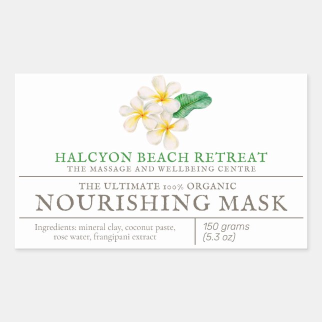 Mask or other beauty product frangipani art sticker (Front)