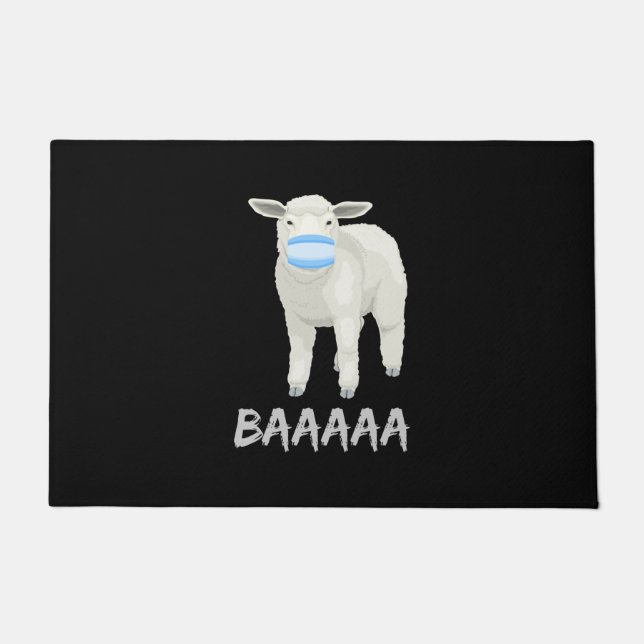 Mask sheep | Funny sheep with face mask design Doormat (Front)