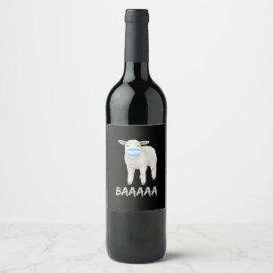 Mask sheep   Funny sheep with face mask design Wine Label