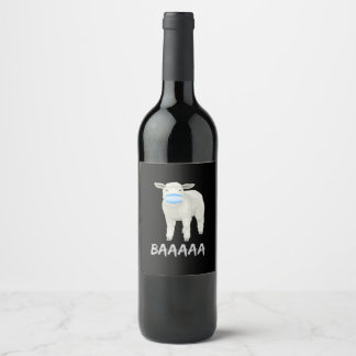 Mask sheep | Funny sheep with face mask design Wine Label