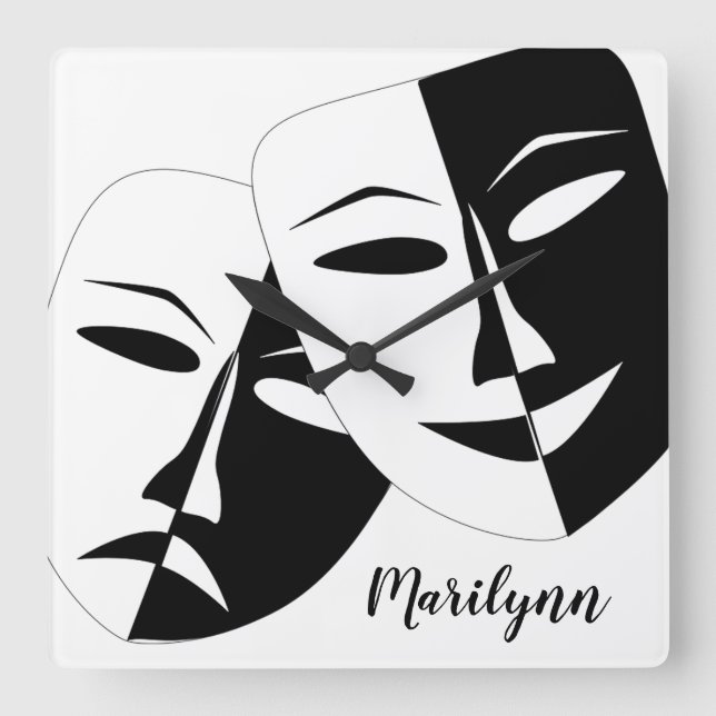 Mask Square Wall Clock (Front)