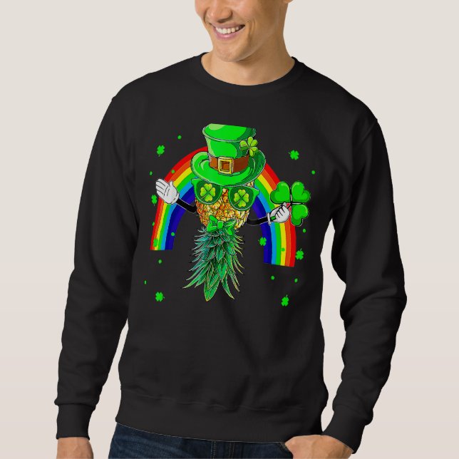 Mask Swinger Upside Down Pineapple St Patrick's Da Sweatshirt (Front)