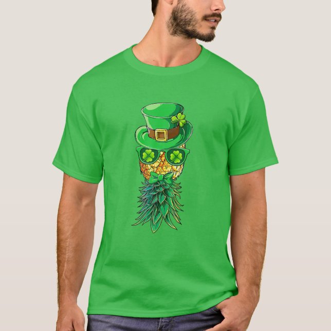 Mask Swinger Upside Down Pineapple St Patrick's Da T-Shirt (Front)