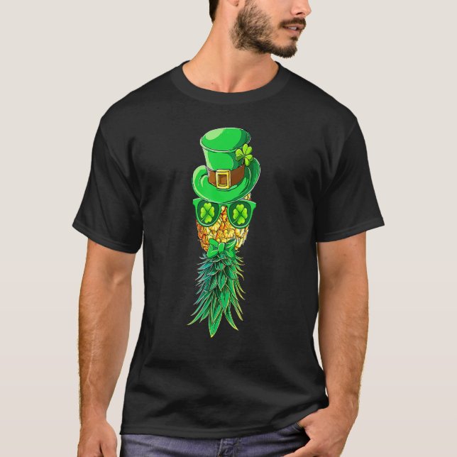 Mask Swinger Upside Down Pineapple St Patrick's Da T-Shirt (Front)