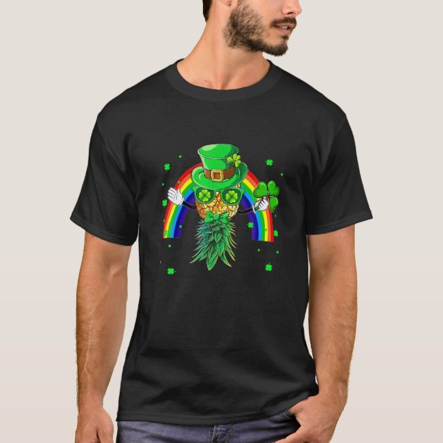 Mask Swinger Upside Down Pineapple St Patrick's Da T-Shirt (Front)