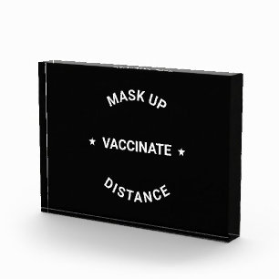 Mask Up, Distance, Vaccinate modern typography Photo Block