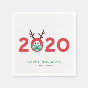 Mask Up Reindeer 2020 Holiday Humour Napkin