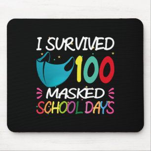 Masked 100 Days Of School Teacher Student Gift Mouse Pad