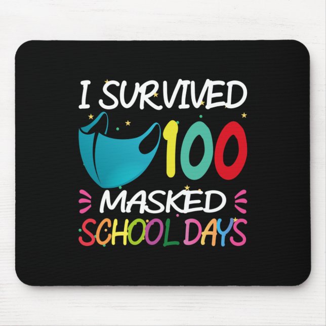 Masked 100 Days Of School  Teacher Student Gift  Mouse Pad (Front)