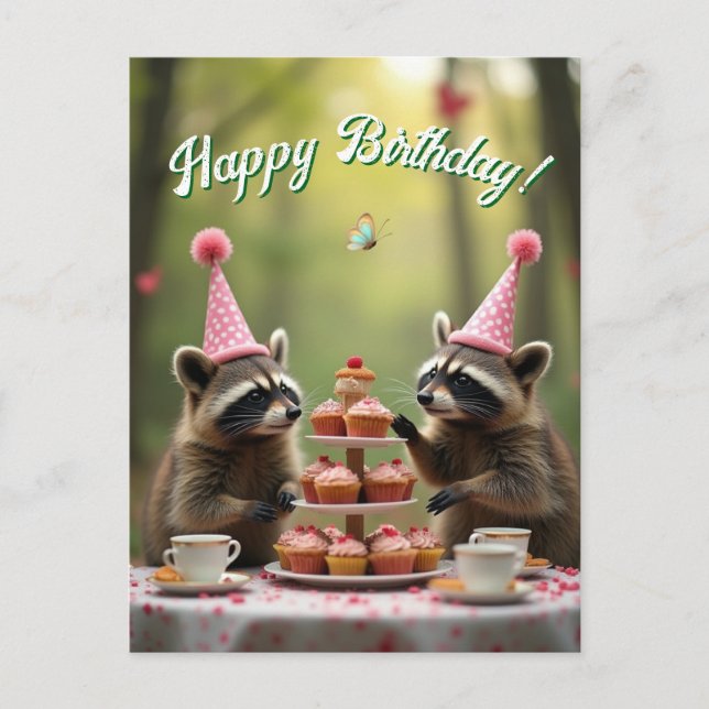 Masked and merry birthday! postcard (Front)