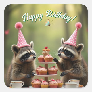 Masked and merry birthday! square sticker