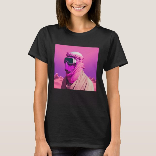 Masked Arab in a Vaporwave Desert Retrowave style T-Shirt (Front)