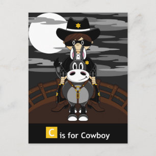 Masked Bad Cowboy & Horse Postcard
