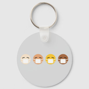 Masked Emoji Faces Mask Up COVID Keychain