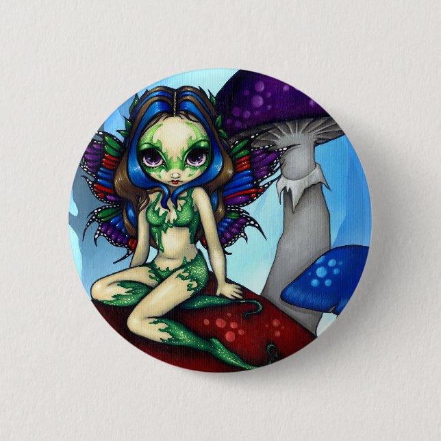 "Masked Fairy on the Mushrooms" Button (Front)