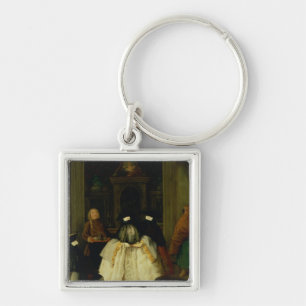 Masked Figures in a Venetian Coffee House Keychain