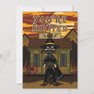 Masked Gunslinger at Jail Party Invite