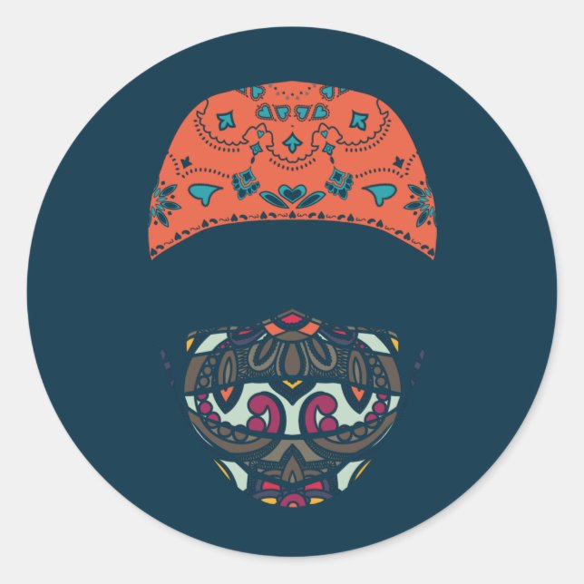 masked in paisley classic round sticker (Front)