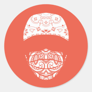 masked in paisley classic round sticker