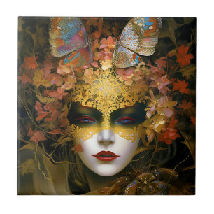 Masked Lady Fantasy Art Tile
