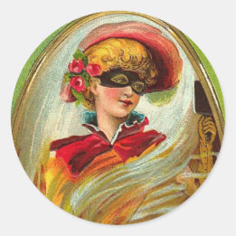 Masked Lady Halloween Greetings Classic Round Sticker