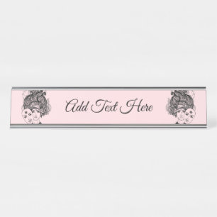 Masked Lady Theatre Gemini Zodiac Symbol Desk Name Plate