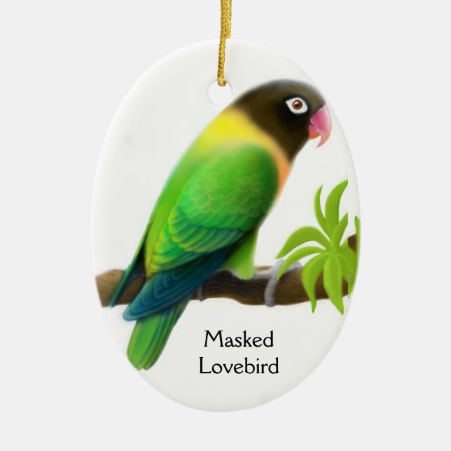 Masked Love Bird Ornament (Front)