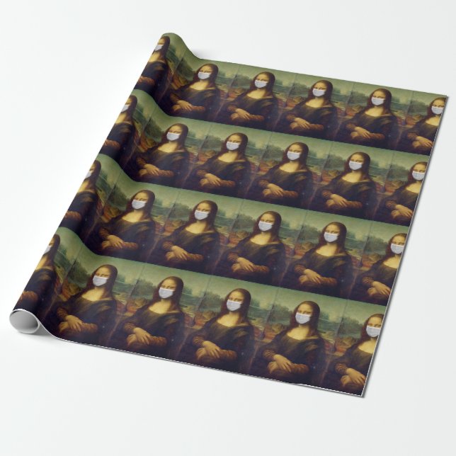 Masked Mona Lisa 2020 Wrapping Paper (Unrolled)
