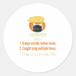 Masked Pumpkin Trumpkin Funny Halloween Anti Classic Round Sticker