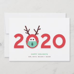 Masked Reindeer 2020 Custom Holiday Card