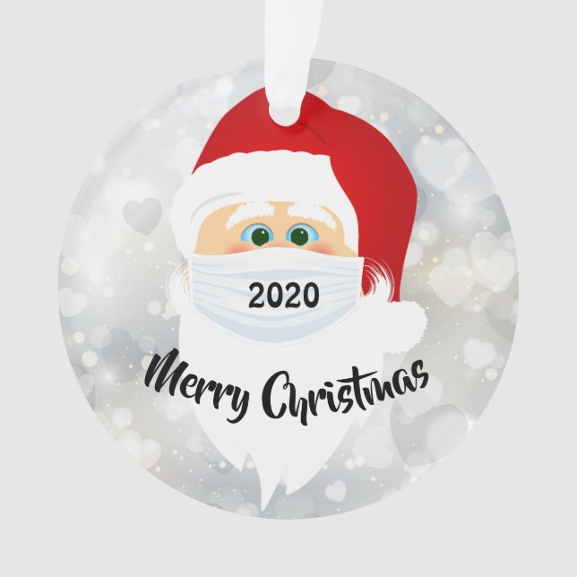 Masked Santa 2020  Acrylic Ornament (Front)
