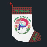 Masked Snowman Christmas Retro Sunset Small Christmas Stocking<br><div class="desc">Masked Snowman Christmas Retro Sunset Personalized Christmas Stocking.</div>