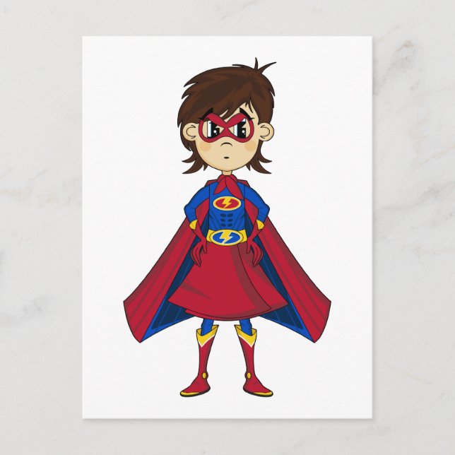 Masked Superhero Girl Postcard (Front)
