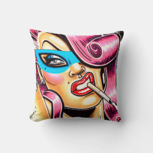 Masked Vixen Throw Pillow