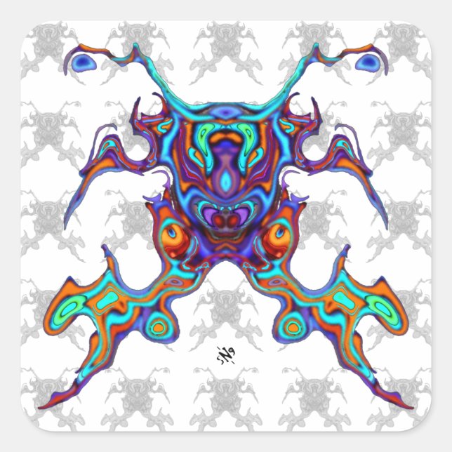Masked warrior crab alien insectoid v2 square sticker (Front)