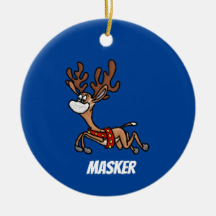 Masker the Reindeer Christmas Ornament