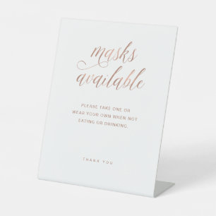 Masks Available   Rose Gold Typography Wedding Pedestal Sign