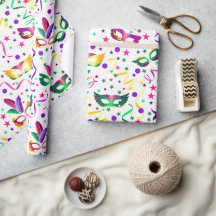 Masks Wrapping Paper, Masquerade Gift Wrap