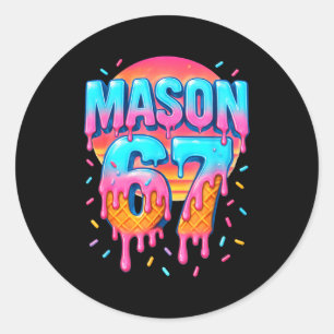 Mason 67 Costume Ice Cream Baseball Drip 6 7 Meme Classic Round Sticker