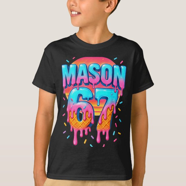 Mason 67 Costume Ice Cream Baseball Drip 6 7 Meme  T-Shirt (Front)